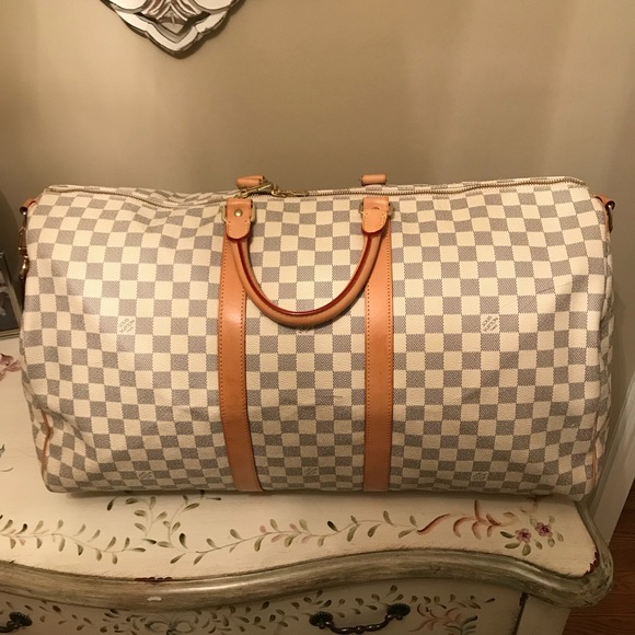Louis Vuitton | Bags | Louis Vuitton Damier Azur Keepall Bandouliere 55 |  Poshmark